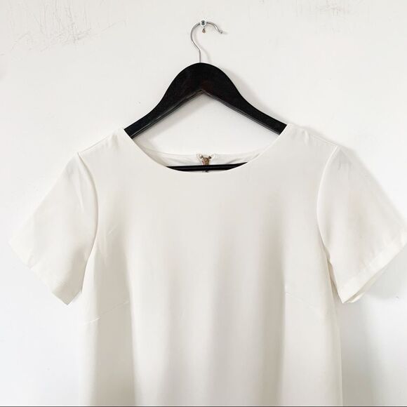 Lulu’s “Shift & Shout” Ivory Short Sleeve Shift Dress - Picture 5 of 8